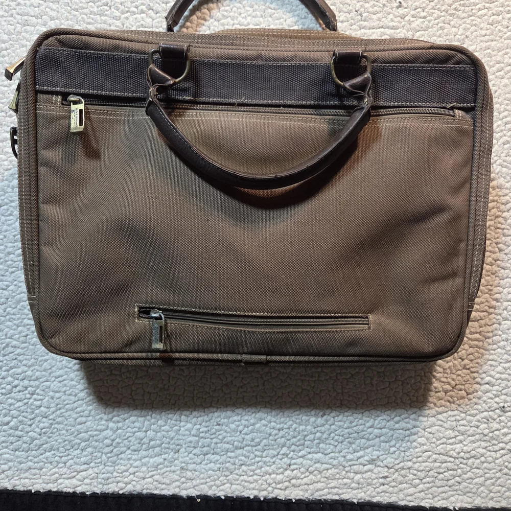 U.S.LUGGAGE BRAND Brown Leather and Canvas LAPTOP BRIEFCASE